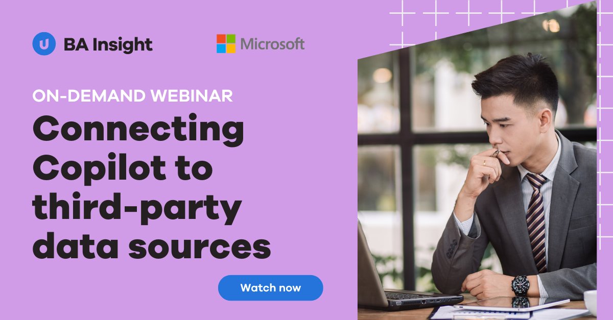 🛠️ Wondering how #MicrosoftCopilot can transform your business by connecting to external data sources? In our latest #ondemand #webinar. Data3 &amp; #UplandBAInsight walk you through the process of integrating #ServiceNow, #Jira &amp; more! 🎥 bit.ly/3NkBvvy #Copilot #Microsoft