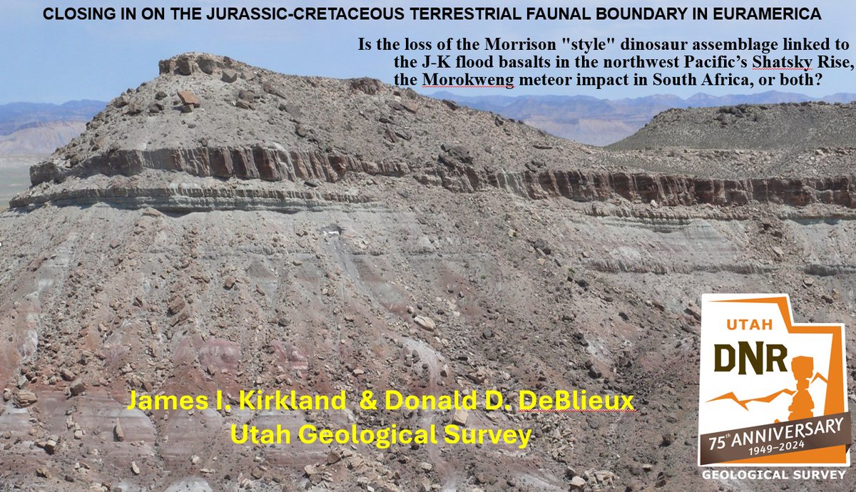 Paleojim's tweet photo. At least I'm getting this @SVP 2024 talk out of the way early. The main purpuse of this talk is to encourage more research  on the J/K terrestrial boundary. It got really wet for a bit; why?  Drown the dipodocids...who knows? 8:15 Wed. AM. Heck, that's tomorrow.....#SVP2024 https://t.co/uWBgXG5aQD