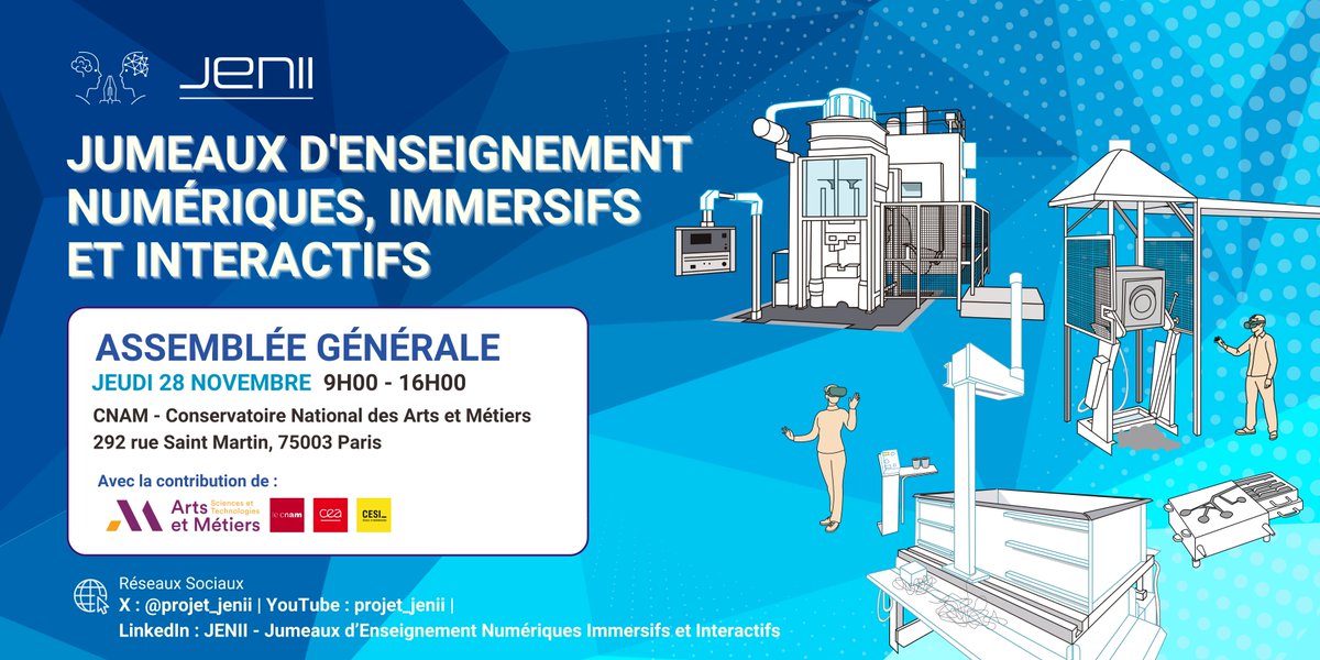 📣 Participez à la troisième édition de l’assemblée générale du projet JENII !

📅 Jeudi 28 novembre 2024 de 09h00 à 16h00
📍 Cnam, 292 rue Saint-Martin, Paris

👉 Inscription gratuite mais obligatoire ici : bit.ly/48qnFS6