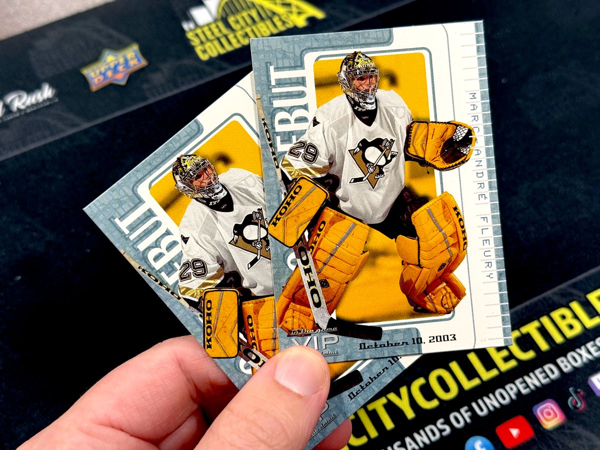 SCCTradingCards's tweet photo. 🚨 GIVEAWAY 🚨

Tonight is Marc-Andre Fleury's final game in Pittsburgh!

RETWEET, LIKE, &amp; FOLLOW @SCCTradingCards AND @SCCRetailStore for your chance to win a Marc-Andre Fleury 2003-04 In The Game VIP Rookie Debut Hockey Card!

We're picking TEN WINNERS tomorrow😱 https://t.co/DQihjVB8Ae