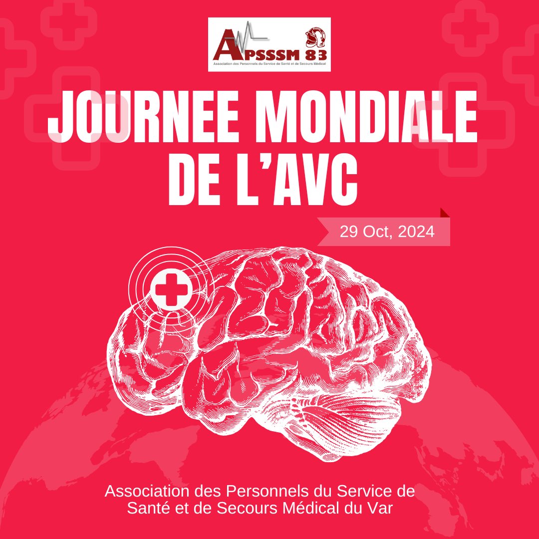 #journeemondialedelavc | Ce mardi marque la journée mondiale des AVC. Ces accidents vasculaires cérébraux qui se produisent environ 360 fois par jour en France, peuvent être rapidement pris en charge si l’on sait reconnaitre les premiers symptômes.