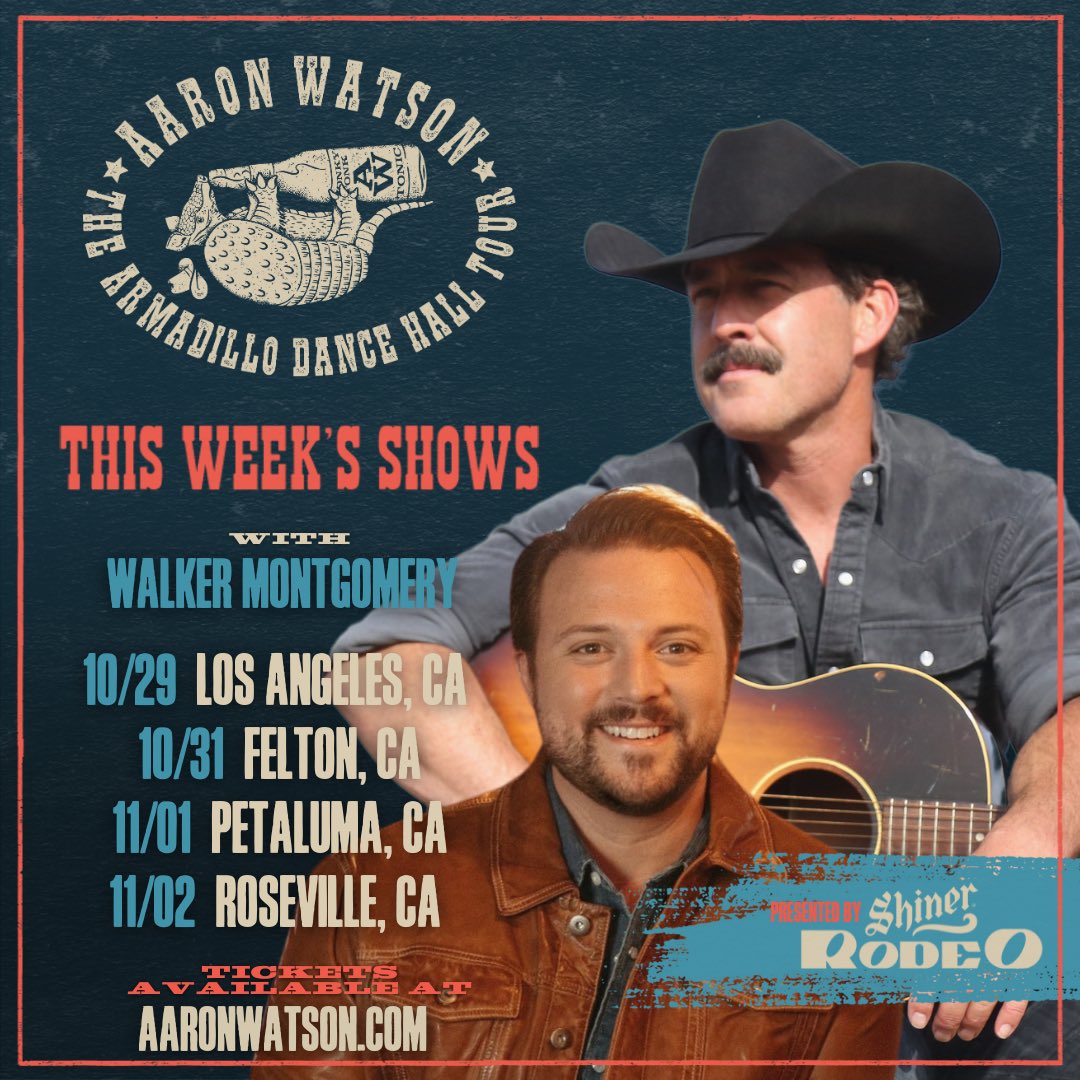 aaron_watson's tweet image. Who&apos;s coming to see us on #TheArmadilloDanceHallTour in California this weekend with my buddy Walker Montgomery?!

Get your tickets in the link in our bio!
#countrymusic #aaronwatson