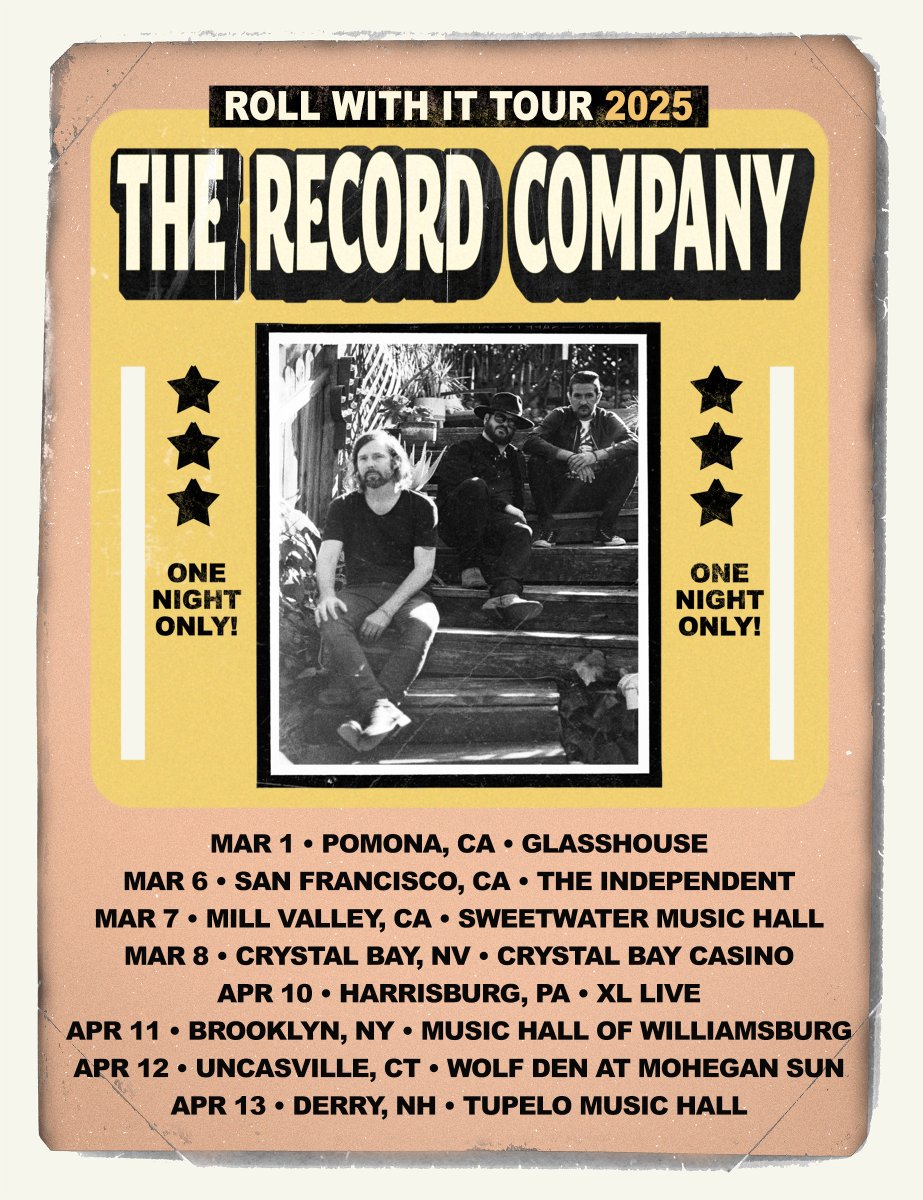 New Tour Dates! We're happy to announce some 2025 tour dates, tickets for these shows are on sale now. Find ticket links at TheRecordCompany.net/tour