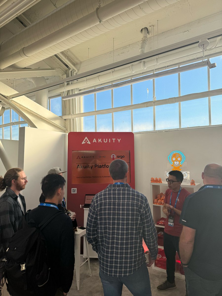 akuityio's tweet photo. ๐ Weโre live at @githubuniverse!
Stop by our booth to chat with @wanghong230 and @HilarioHyrum about @argoproj, #Kargo, and #GitOpsโand maybe you'll be lucky enough to grab a plushie or t-shirt while youโre at it. ๐
#GitHubUniverse #ArgoProject #DevOps https://t.co/kHj6PNEha9
