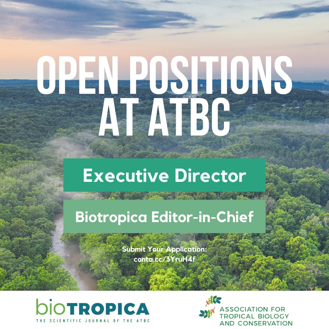 📣Open Positions at #ATBC
We're excited to announce open positions for Executive Director and Biotropica Editor-in-Chief! These roles provide a unique opportunity to advance tropical biology and conservation globally.
⏳ Closes: Nov 15, 2024
🔗 conta.cc/3YruH4f