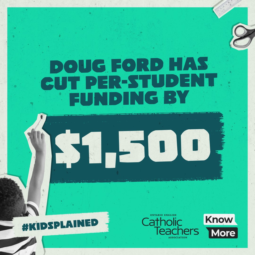OECTAProv's tweet image. When we invest in students, we invest in our future.

Tell Doug Ford to stop the cuts ✂️ and let’s build a brighter tomorrow by investing in #OntEd. 🌞🏫

➡️ knowmore.ca/take-action