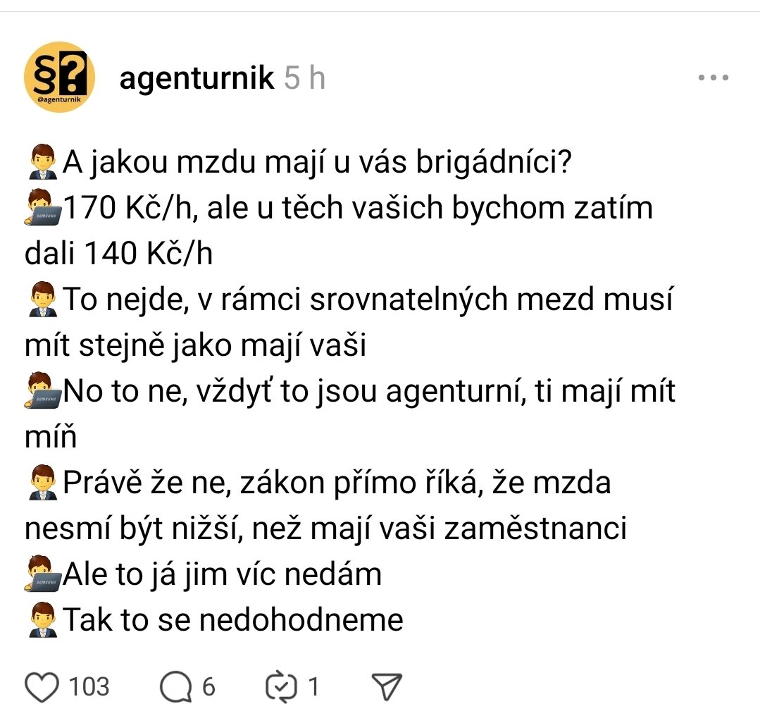 Důležitý daily reminder, že jako agenturní zaměstnanec nemůžete být diskriminován!