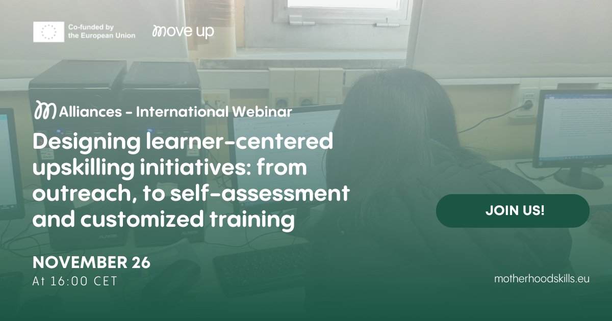 EAEA2020's tweet photo. Join the MOVE-UP Webinar โโDesigning learner-centred upskilling initiatives: from outreach, to self-assessment and customized trainingโโ to discuss components of successful #upskilling initiatives!
#reskilling #inclusivepathways
Register: https://t.co/b1j4MOtCeu https://t.co/iYWyj8Z9Fp