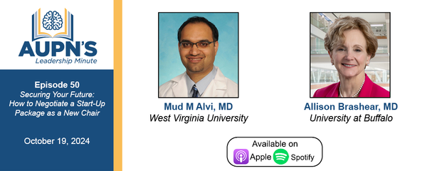 In this month’s Leadership Minute, <a href="/DrABrashear/">Allison Brashear, MD, MBA</a> and moderator <a href="/wvstrokedoc/">Mud Alvi</a> discusses critical steps involved in securing a #neurology chair position and negotiating your ideal start-up package. 

Listen and subscribe: aupn.org/i4a/pages/inde…

#neurotwitter
