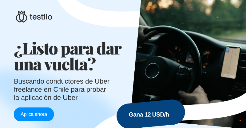 TestlioNetwork's tweet photo. 🚀 ¡Sal a la carretera con Uber! 🌇 Santiago, estamos buscando conductores para probar la aplicación de Uber 💫 Nuestros pagos empiezan en 12 USD/h. ¡Aplica hoy y hagamos que cada viaje sea un placer! 🛵💨 Principiantes en pruebas son bienvenidos a participar.