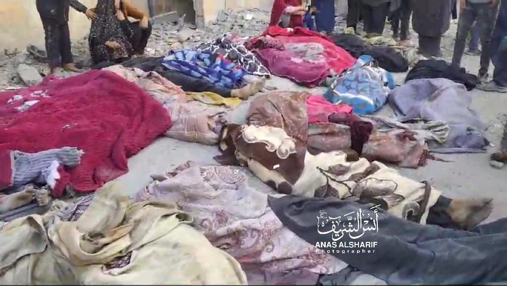 lsrael kills 77 Palestinians in air attack targeting 5-storey-building in Beit Lahia, Northern Gaza Strip.