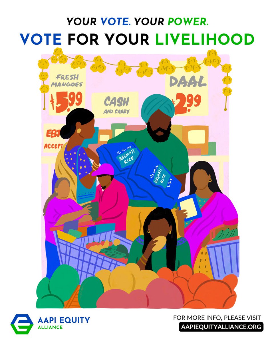 AAPIs help shape today’s marketplace — from mom &amp; pop shops to aspiring entrepreneurs. With much at stake this upcoming election, we urge you to vote for what matters: Vote for your ⭐️ livelihood ⭐️

Learn more: aapiequityalliance.org. #YourVoteYourPower