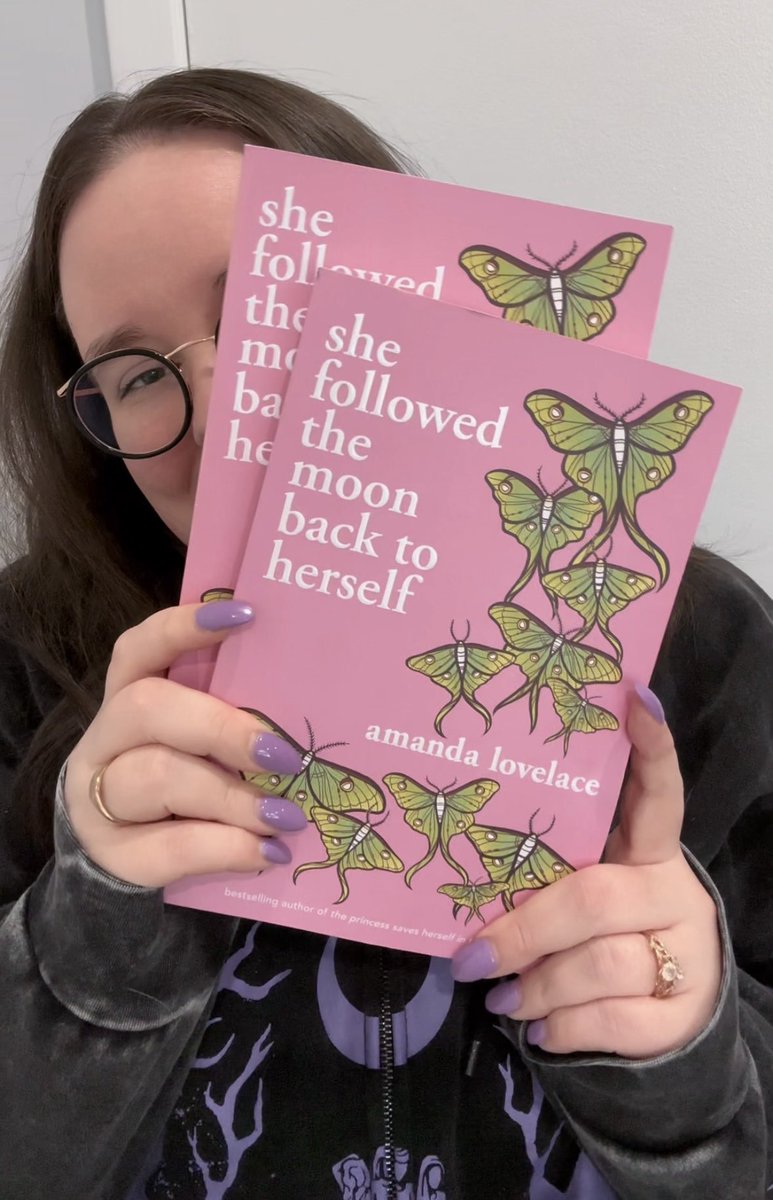 my TENTH poetry collection is out today!!!

welcome to the world, SHE FOLLOWED THE MOON BACK TO HERSELF!! 🦋🩷🥳