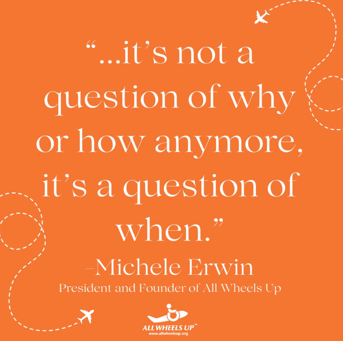 allwheelsup's tweet image. Couldn’t have said it better ourselves. 🧡
#FlyInclusive #AllWheelsUp #AccessiblityMatters #WheelchairSpotsOnAirplanes #AccessibleTravel #Wheelchair #Disabled #DisabledTravel #Accessible #Disability #WheelchairLife #Travel #Traveling #Aviation #Airplane