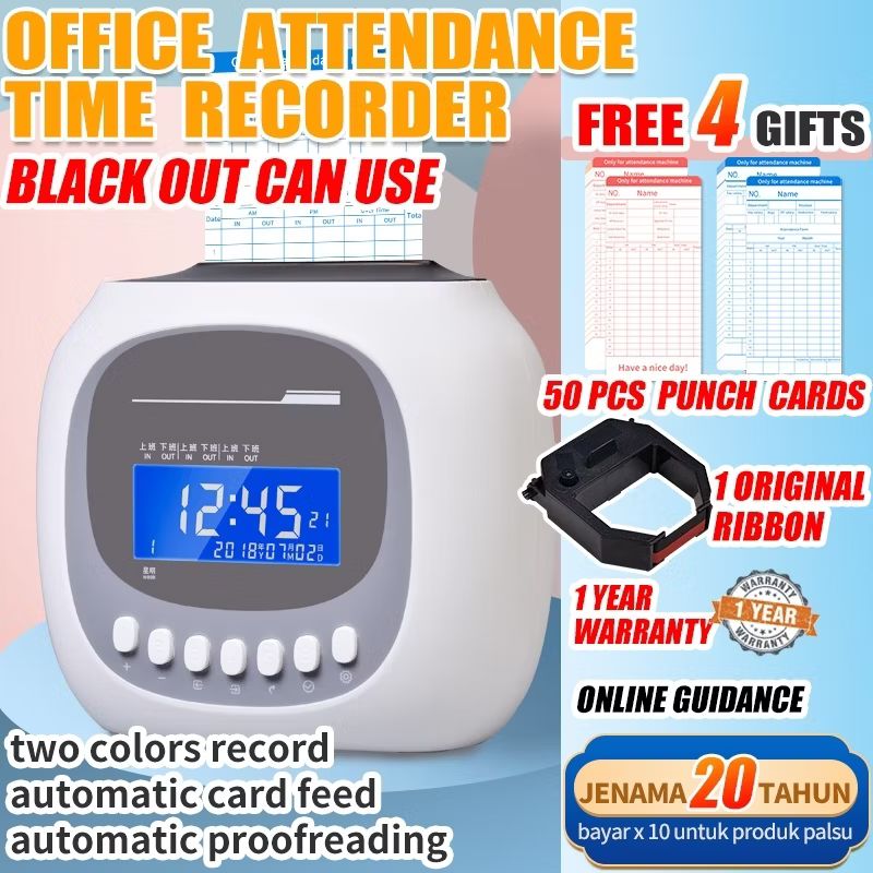 mind1968's tweet image. Check out Punch Card Attendance Machine bundy clock Time Recorder Local Warranty Free 50 cards for gift for RM188.00 - RM218.00. Get it on Shopee now! s.shopee.com.my/2LGg3EfjAw?sha…