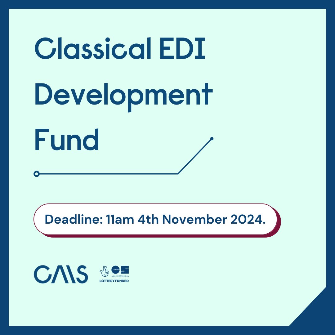 Less than a  week to go until the Classical EDI Development Fund Deadline 🗓️ Apply for up to £2,000 for professional development activities that support diversity and inclusivity in the Scottish classical music sector.  💫 For more info visit our website: chambermusicscotland.com
