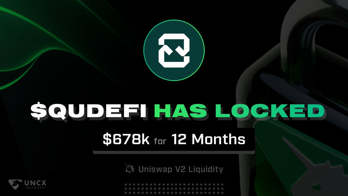 UNCX_token's tweet photo. The team at @QuDefi_QuLabs has locked their $QUDEFI liquidity, with a lock worth over $678k! 🔒

This important strategic move will boost investor confidence and strengthen their position in the market.

Lock info: https://t.co/hglEBvUqpu https://t.co/GQX7mQOTtx