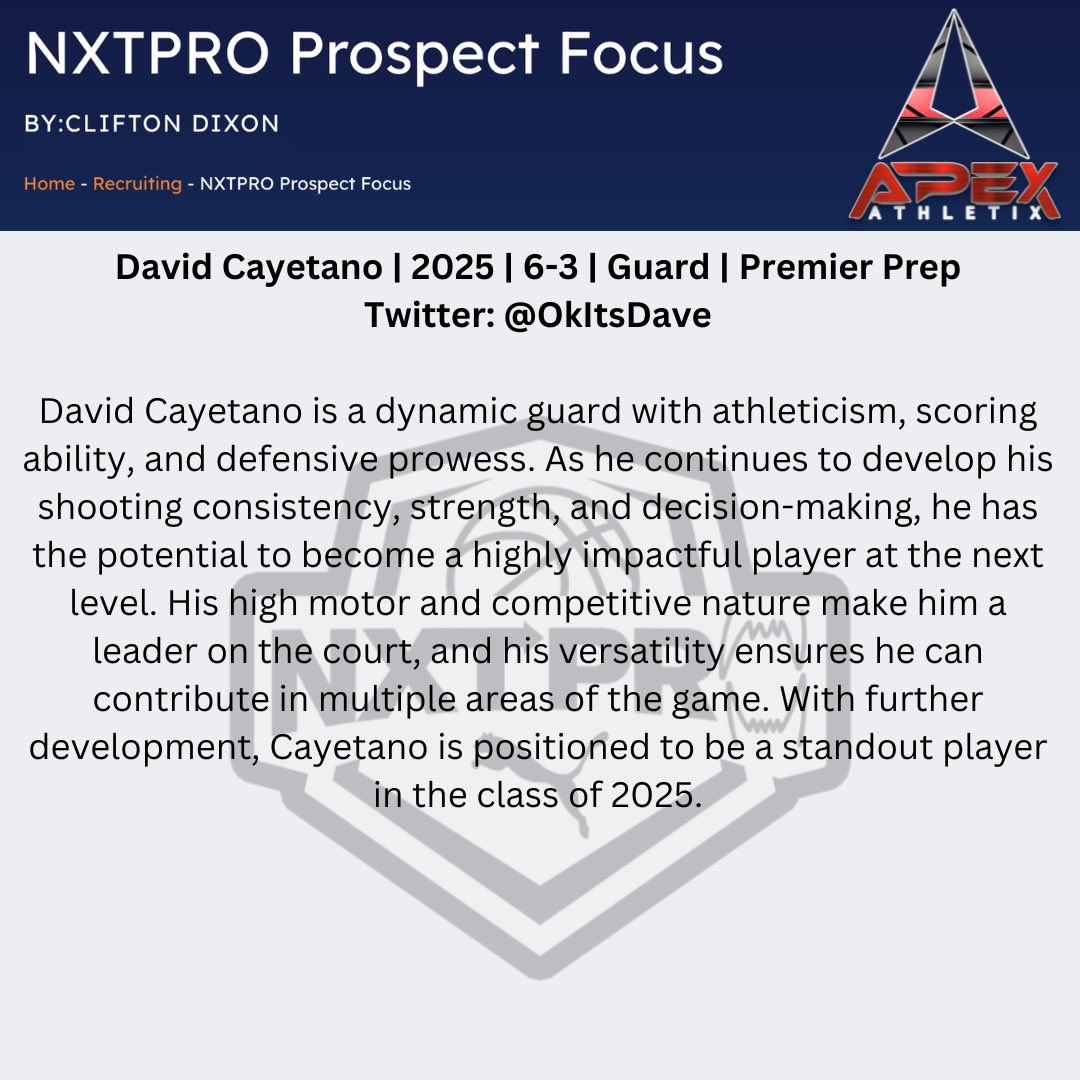 APEX ATHLETIX (@apexathletixaz) on Twitter photo <a href="/OkItsDave/">David Cayetano</a> 2025, Guard, Premier Prep HS. Thank you <a href="/Louisiana_Hoops/">Clifton Dixon</a> for the write up and exposure🤝. <a href="/NxtProHoops/">NXTPRO Hoops</a> <a href="/PRO16League/">PRO16/NXTPRO League</a> <a href="/PUMAHoops/">PUMA Basketball</a> <a href="/OkItsDave/">David Cayetano</a> 2025, Guard, Premier Prep HS. Thank you <a href="/Louisiana_Hoops/">Clifton Dixon</a> for the write up and exposure🤝. <a href="/NxtProHoops/">NXTPRO Hoops</a> <a href="/PRO16League/">PRO16/NXTPRO League</a> <a href="/PUMAHoops/">PUMA Basketball</a>