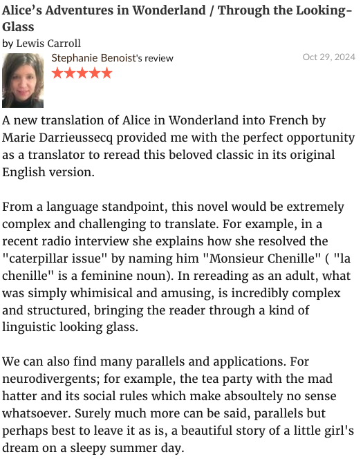 ✨Goodreads Review - Alice in Wonderland✨
merci <a href="/goodreads/">Goodreads</a> (and <a href="/HenryRoiPR/">Henry Roi PR</a> for inspiration💙)
goodreads.com/review/show/69…