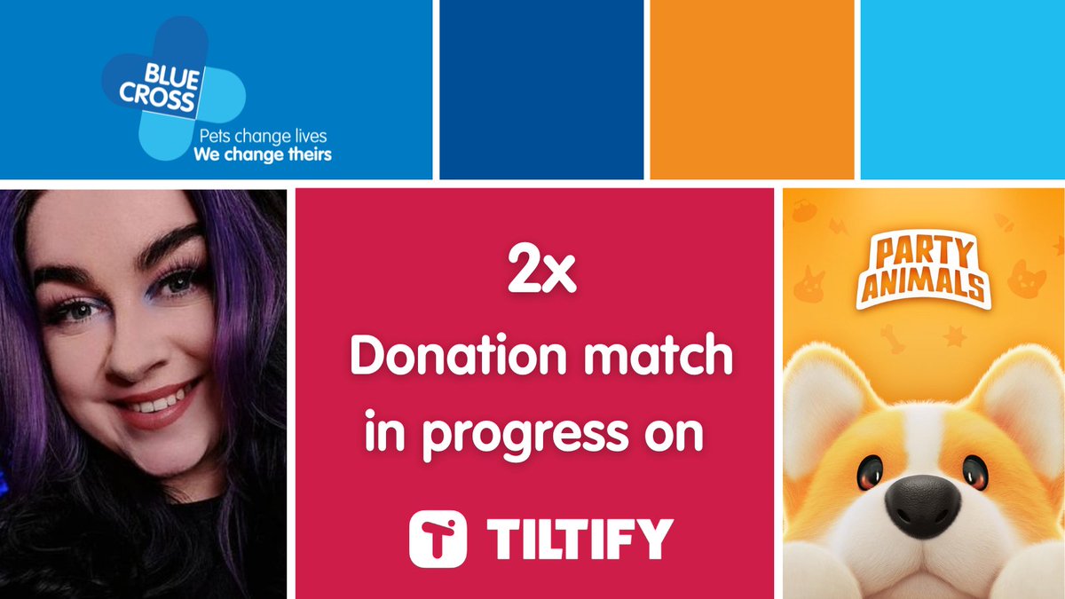 For the next 20 minutes only, every donation to
<a href="/PsychePlays/">Psyche is on 🦋 @psycheplays.com</a> #HallowStream fundraiser for
<a href="/The_Blue_Cross/">Blue Cross UK</a> is being matched by the incredible team at <a href="/party_animals/">Party Animals</a> on @Tiltify!

Please help us make a difference to the pets by sharing or donating here - tiltify.com/@psyche/campfi…