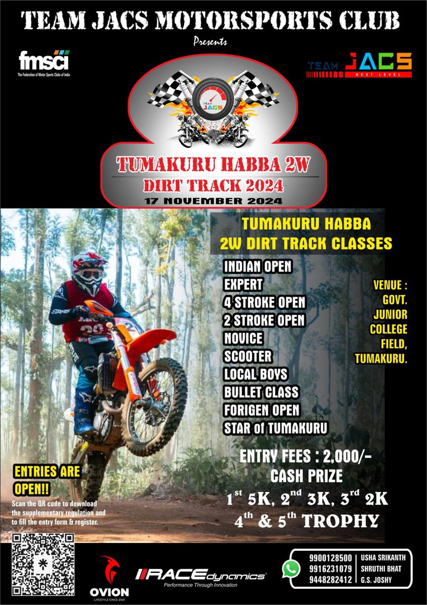 teamjacs's tweet photo. TEAM JACS Presents Tumakuru Habba - 4W Time Attack on on 16th Nov and 2W Dirt Track on 17th Nov.                                                              click the link https://t.co/PyUKM4jluc for Supplementary Regs and to submit your entry/ through the Google forms. https://t.co/2IVf0FnipL