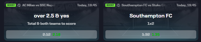Today could be the day that Southampton hits the Early First Goal Bonus for the first time this season!

Napoli are also playing this evening and will be looking to secure the win early on.

To make it even more juicy for TODAY ONLY we will do a 100% win bonus to anyone who