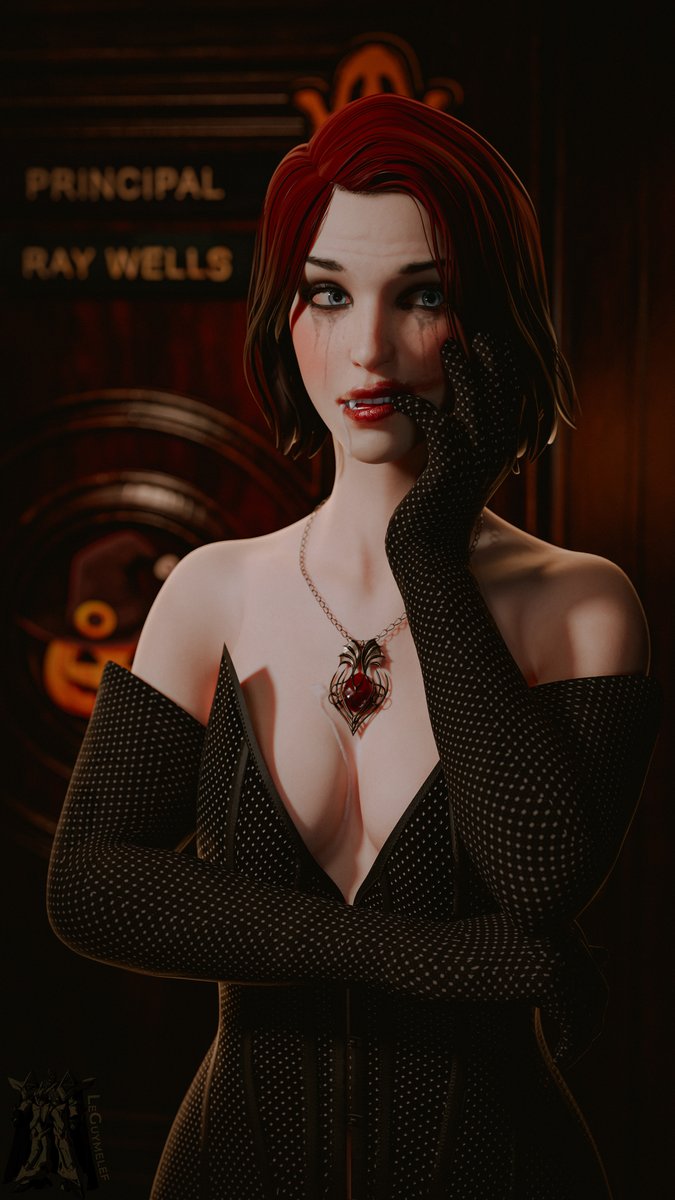 Halloween Misunderstanding

Maxine : "Candies ? I thought you told me to suck him dry."
Student : "Yeah because you're disguised as a vampire...wait, what happened in there ?"