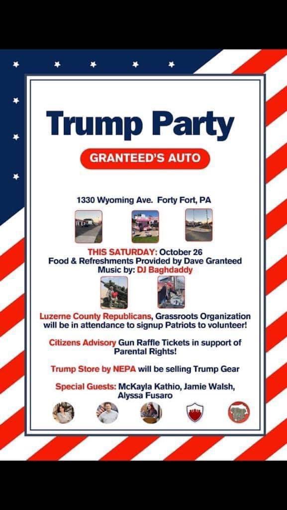 RoadRager24's tweet photo. @JSweetLI Can you please look into this? A Luzerne County Board of Elections member, and vice-chair is a special guest at a Trump party? Is that even allowed? https://t.co/GLZNYvQhqp
