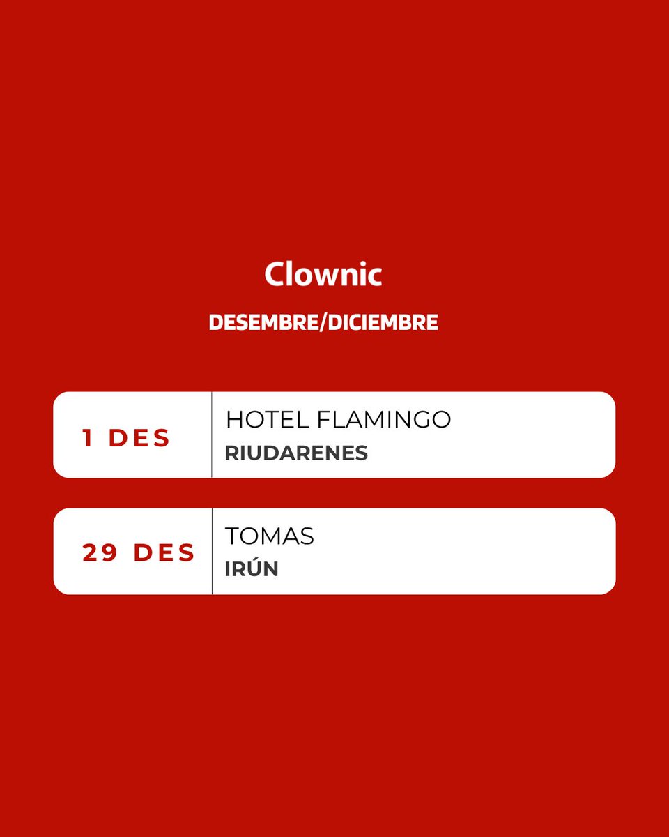 ClownicInfo's tweet photo. 📍 Ens veiem als escenaris!
📍¡Nos vemos en los escenarios! https://t.co/xfnHQXz6mb