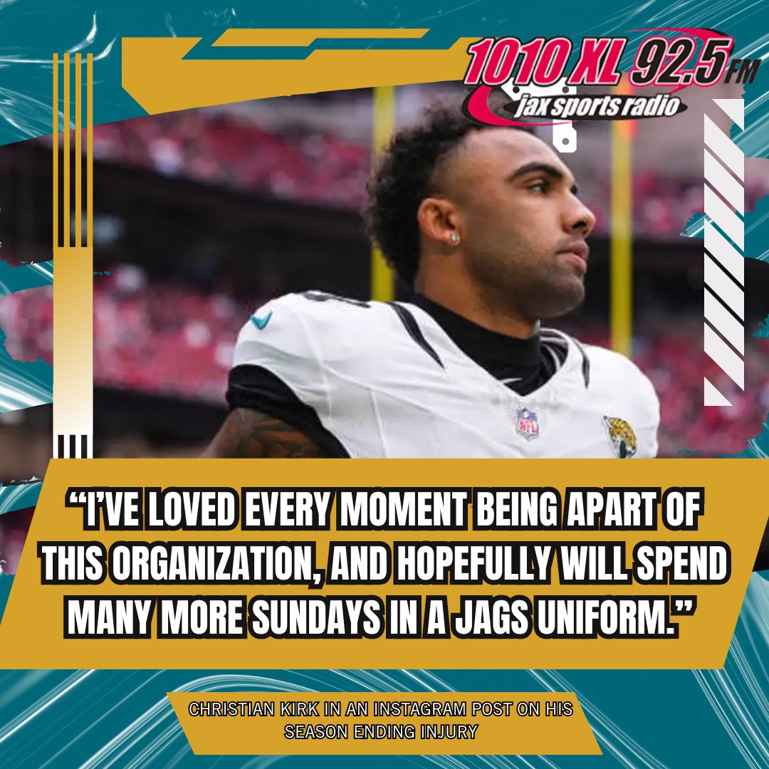 1010XL's tweet photo. Christian Kirk with a heartfelt message to the city of Jacksonville 🫡

#Jagaurs | #DUUUVAL https://t.co/3HMKCbBiAb