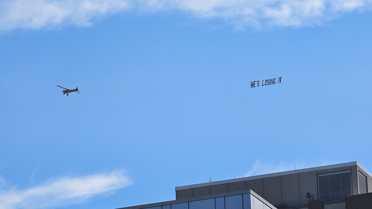 LVN Jason Addy (@jasonaddy_lvn) on Twitter photo A small plane just flew over the crowd at the Trump rally in Allentown, pulling a sign that says "HE'S LOSING IT" <a href="/LVNewsdotcom/">LehighValleyNews.com</a> A small plane just flew over the crowd at the Trump rally in Allentown, pulling a sign that says "HE'S LOSING IT" <a href="/LVNewsdotcom/">LehighValleyNews.com</a>