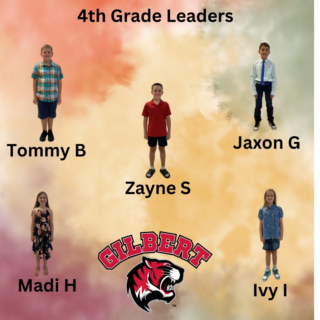 Gilbert Intermediate's Leaders of the Week for Oct 28! #GrowGreatLeaders #GilbertPride #TigersTogether All graphics designed by 5th graders: 3rd- Atharvaa B, 4th-Aspen G, and 5th-Gabe J!