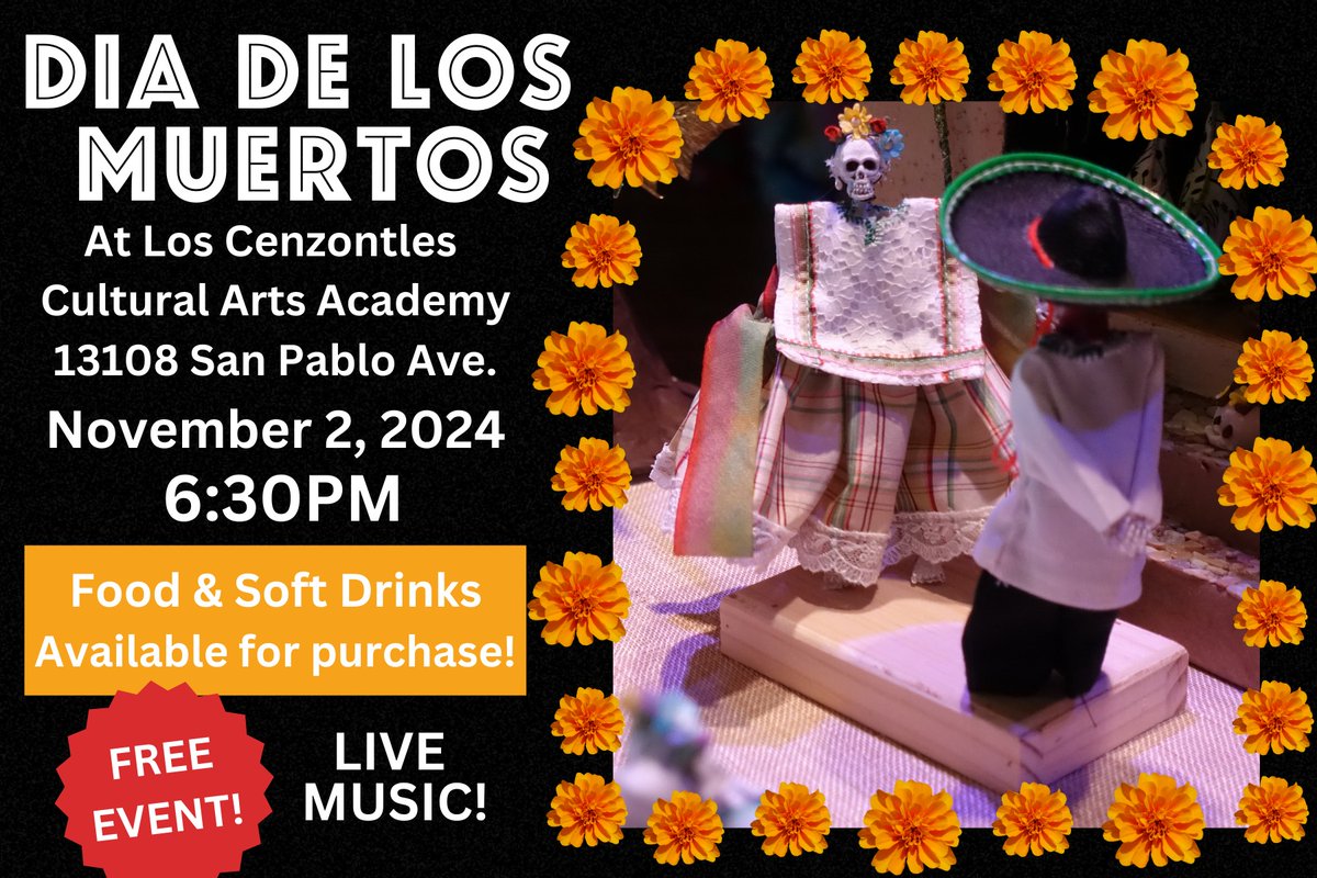 Join Los Cenzontles Cultural Arts Academy for their annual Día de los Muertos event on Saturday, November 2nd!

facebook.com/events/s/dia-d…