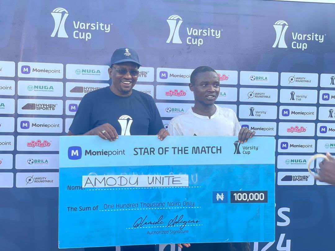 VarsityCupNG's tweet photo. All eyes on Amodu Unite—our Star of the Match, who scored two of the three goals that led JOSTUM to victory! 🔥⚽
A powerhouse performance that defined the game.
@NUGANigeria
#VarsityCup #StarOfTheMatch #JOSTUMPride https://t.co/g7ee1w0CYY
