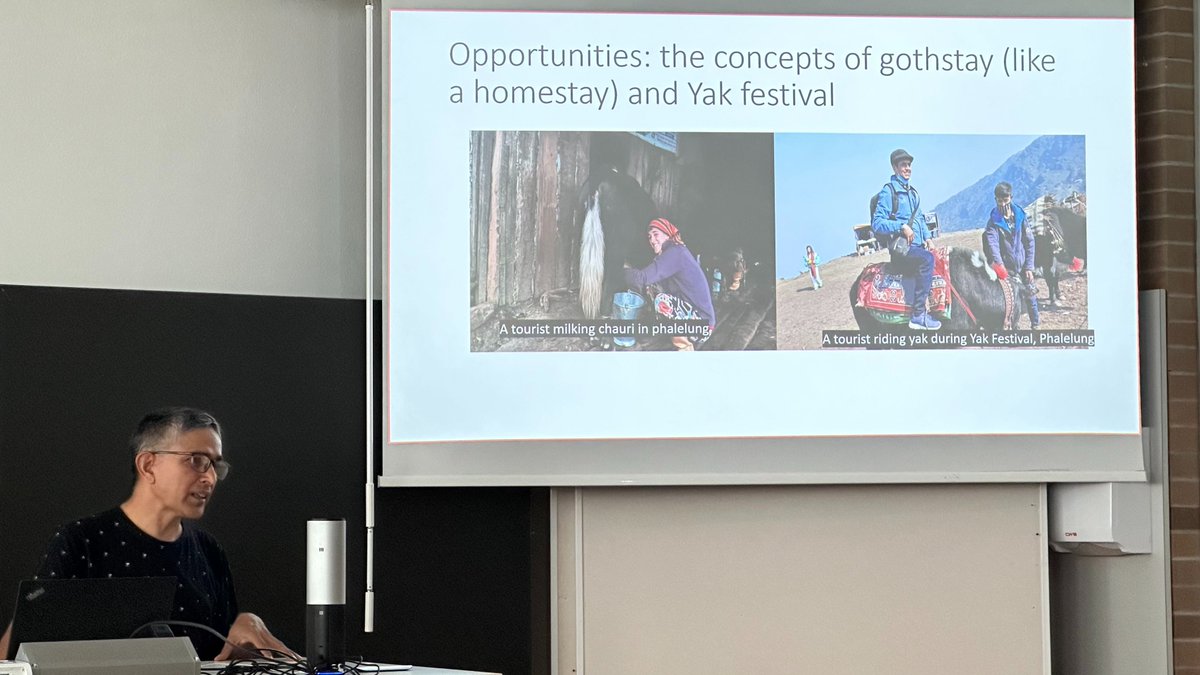 Today #BFHHAFL, Jiban Mani Poudel, Asst Prof #Anthropology, Tribhuvan Uni <a href="/tu_information/">Tribhuvan University</a> presented his research on #opportunities &amp; #challenges of #highland cattle #herding in eastern #Himalaya with #yak &amp; #urang. Thank you Jiban! #gothstay #yakfestival #climatechange #cashcrops