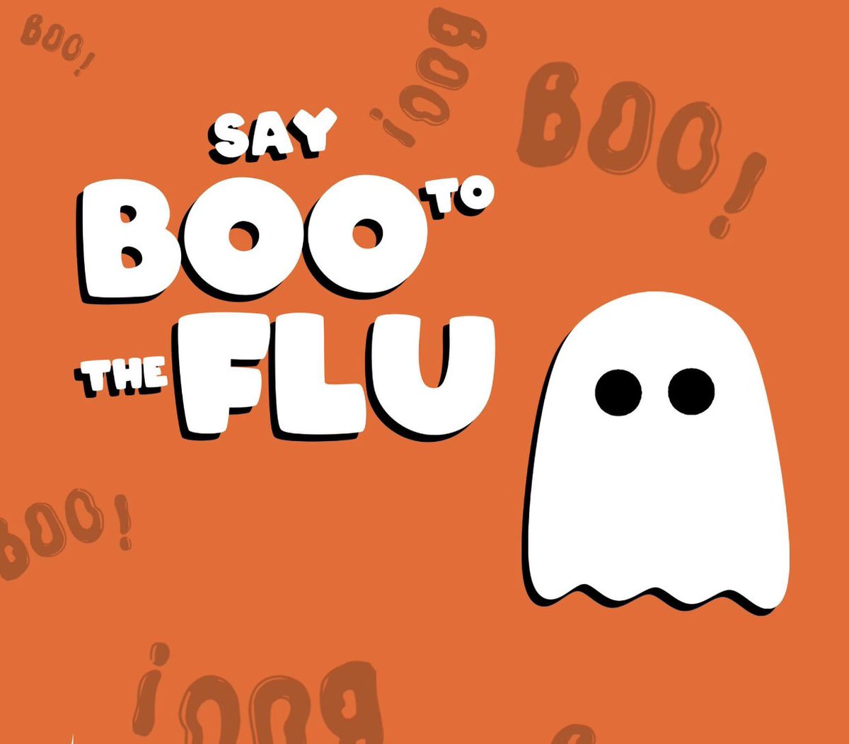 Help us say BOO to the flu and stay healthy this upcoming flu season! Walk-in Flu vaccines and Flu mist are available daily from 9:30 to 11:30 and 1:30 to 4:30!