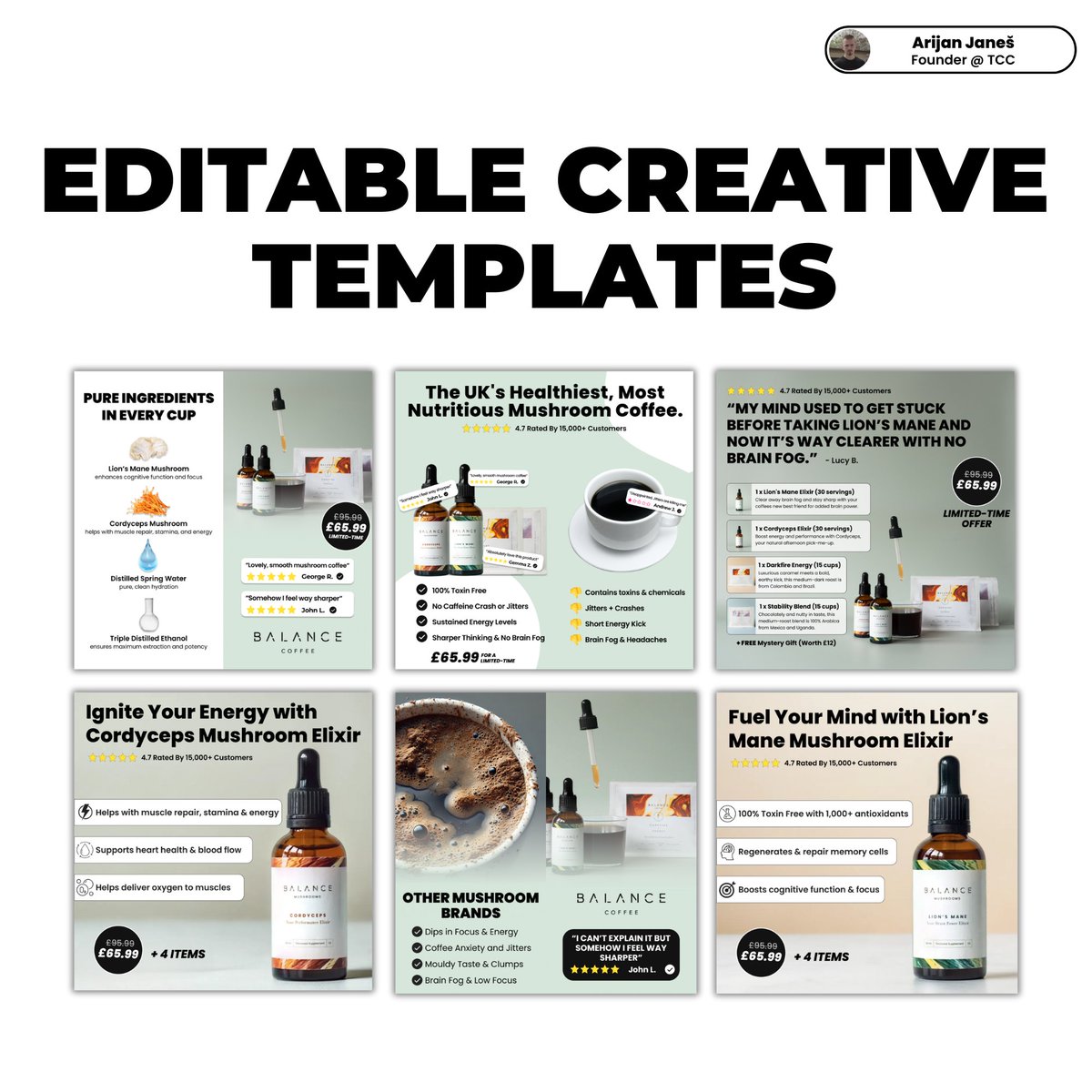 ArijanJanes's tweet image. Boring carousel images destroy your PDP conversion rate.

Engaging creatives -&amp;gt; more engaged audience.

We create 100s of creatives for our clients every month, and we do it for completely FREE.

Why?

To improve the performance of our pages.

I&apos;ve put together 6 editable…