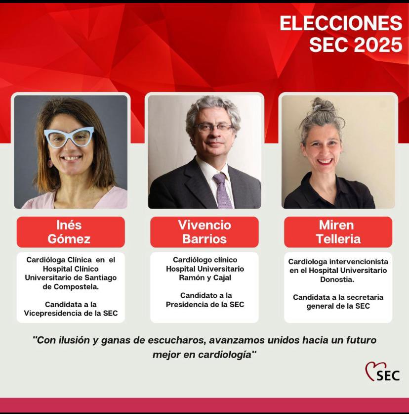 INESGOMEZ711's tweet photo. Junto con @BarriosVivencio y @TelleriaMiren comienzo un nuevo reto: presentarme a la junta directiva de la @secardiologia. Mi compromiso es claro: mejorar la asistencia, potenciar la investigación y fortalecer la formación en #Cardiología. #vamosSec’25 #SEC24 #SEC2024 https://t.co/4038Go7sT5