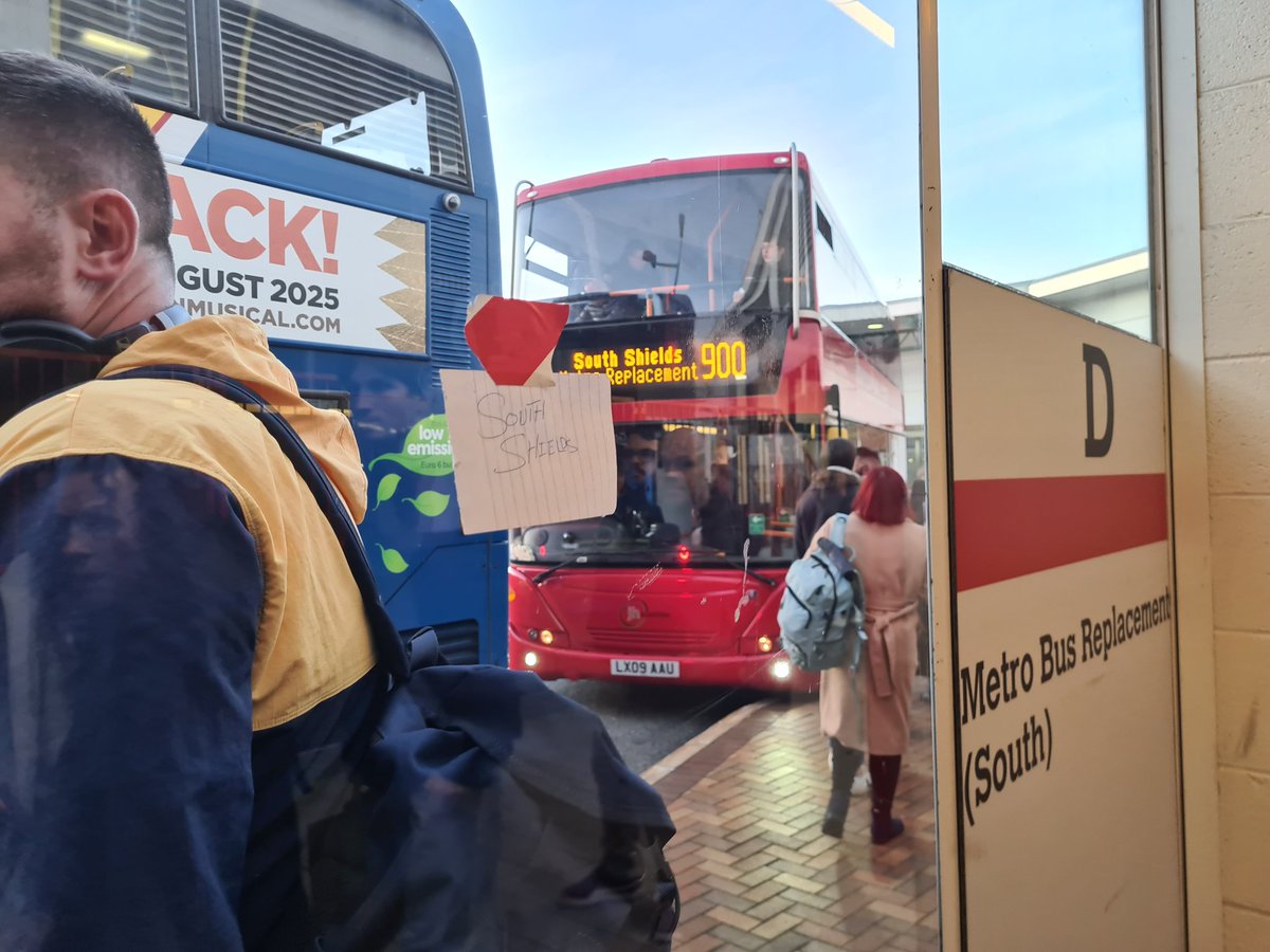 When public transport is good it's very, very good. When it's bad, it's horrid! 'PLANNED' works on Metro line replacement and essential bus replacement services, and we've got scraps of paper #Sunder #land stuck to windows with scraps of tape.  #metro #nexus <a href="/My_Metro/">Tyne and Wear Metro</a>