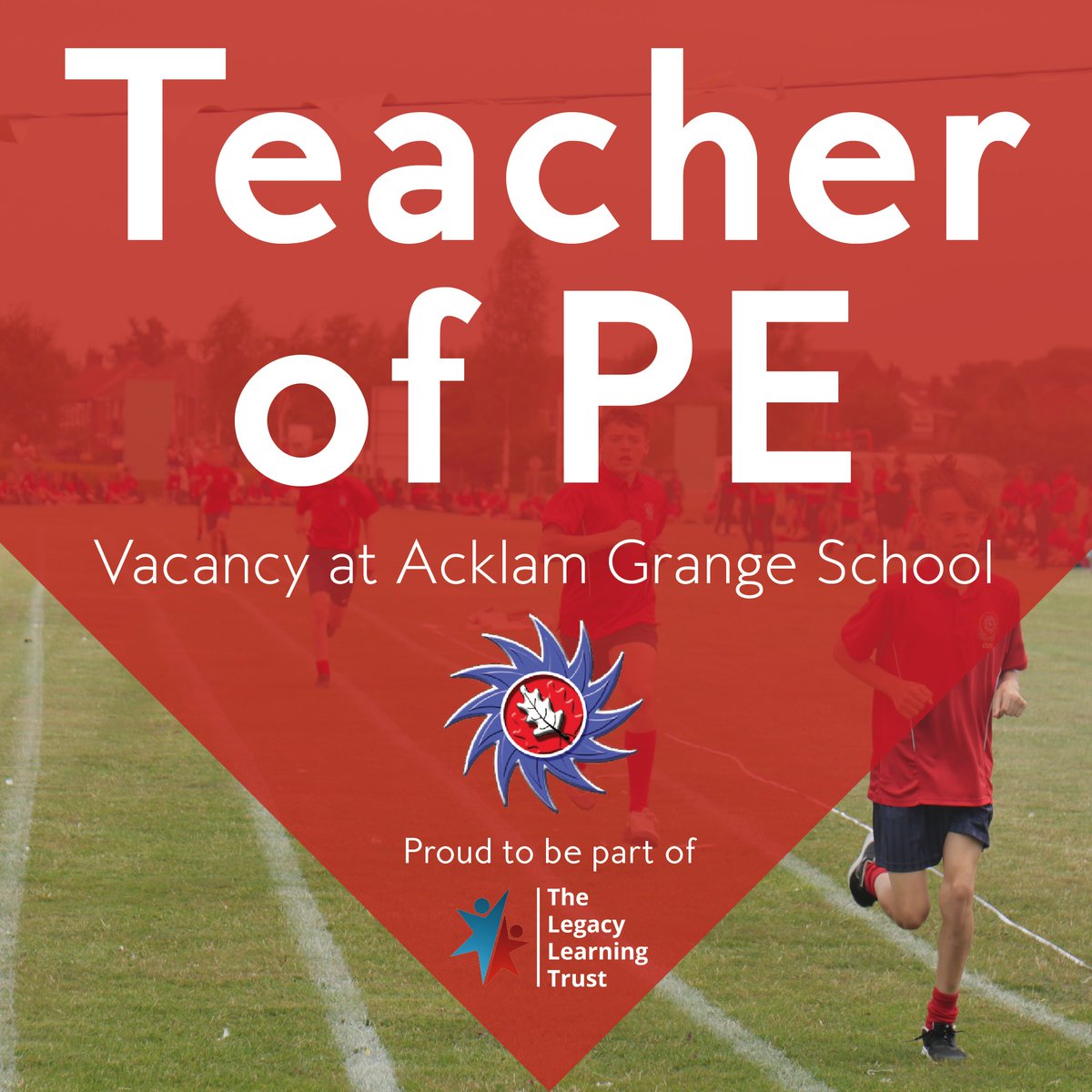 VACANCY: Teacher of PE

We are delighted to be able to offer a rare opportunity to join our highly successful and valued Physical Education department.

For more information, or to apply for this role, please visit ➡️ acklamgrange.org.uk/teacher-of-pe