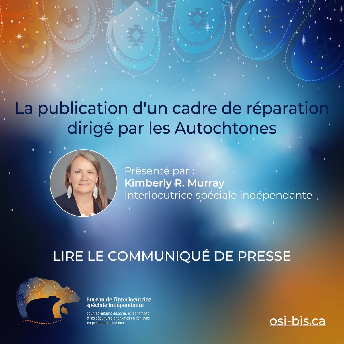 OSI-BIS (@osi_bis) on Twitter photo Aujourd'hui, Rassemblement national sur les sépultures anonymes, Kimberly R. Murray présente le cadre de réparation dirigé par les Autochtones pour les enfants disparus et les sépultures anonymes associées aux pensionnats indiens. Communiqué de presse : osi-bis.ca/wp-content/upl… Aujourd'hui, Rassemblement national sur les sépultures anonymes, Kimberly R. Murray présente le cadre de réparation dirigé par les Autochtones pour les enfants disparus et les sépultures anonymes associées aux pensionnats indiens. Communiqué de presse : osi-bis.ca/wp-content/upl…