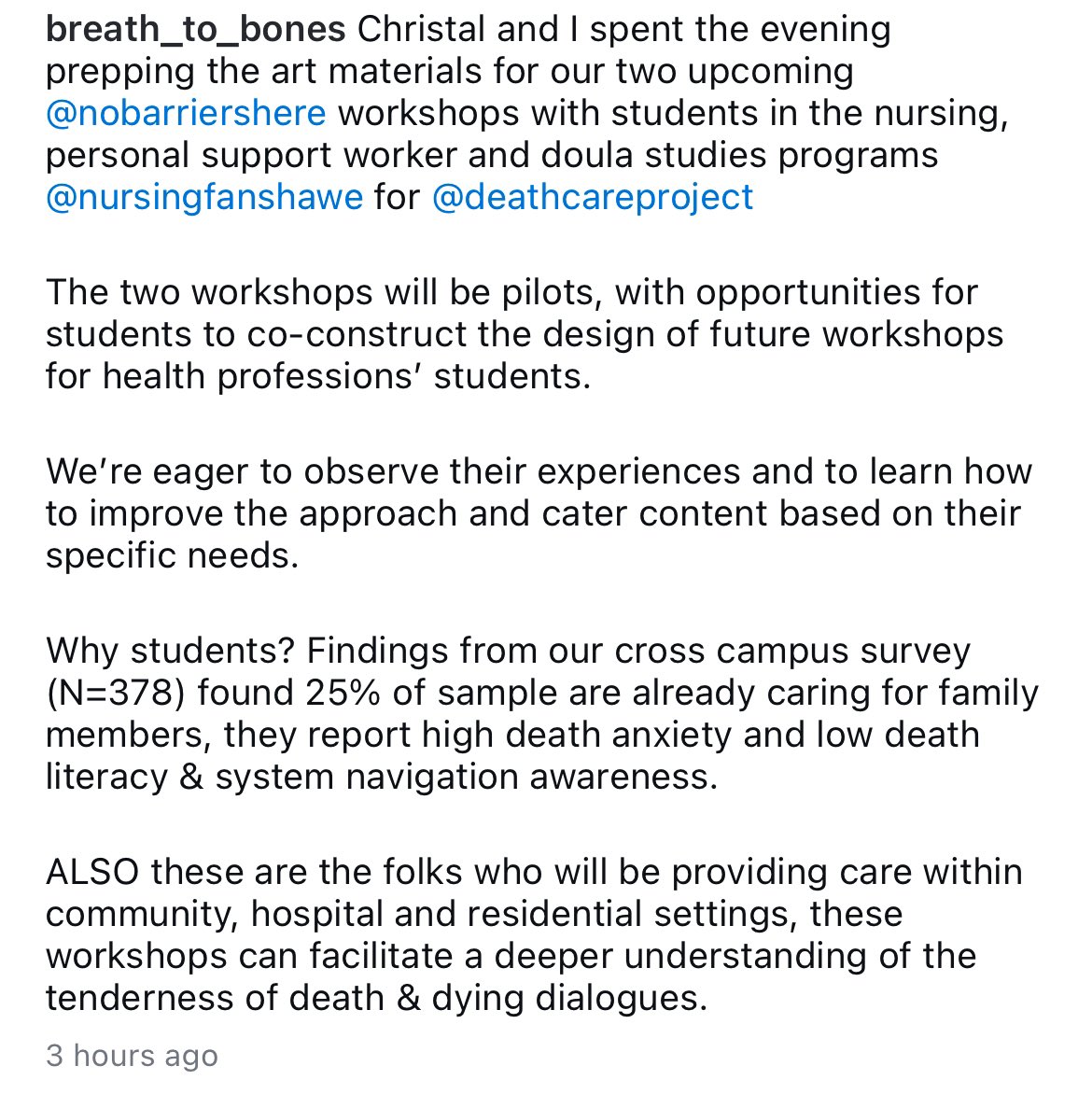 No Barriers Here©️ (@nobarriershere) on Twitter photo Love picking up this Instagram post from 2 of our facilitators in Ontario 🇨🇦
#NoBarriersHere workshop prep for students in nursing and doula programmes at <a href="/FanshaweCollege/">fanshawecollege</a> for the Death Care project. Why students? See the 2nd pic to read the post 👇🏻 Love picking up this Instagram post from 2 of our facilitators in Ontario 🇨🇦
#NoBarriersHere workshop prep for students in nursing and doula programmes at <a href="/FanshaweCollege/">fanshawecollege</a> for the Death Care project. Why students? See the 2nd pic to read the post 👇🏻