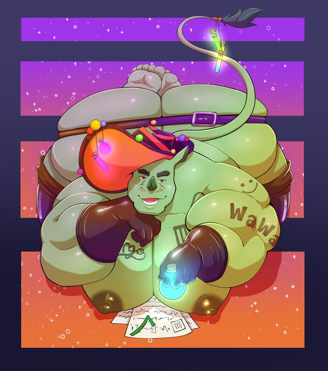 "Your brew is ready for you~"

A bewitching elixr stirred for @MuscleChubRhino 🎃