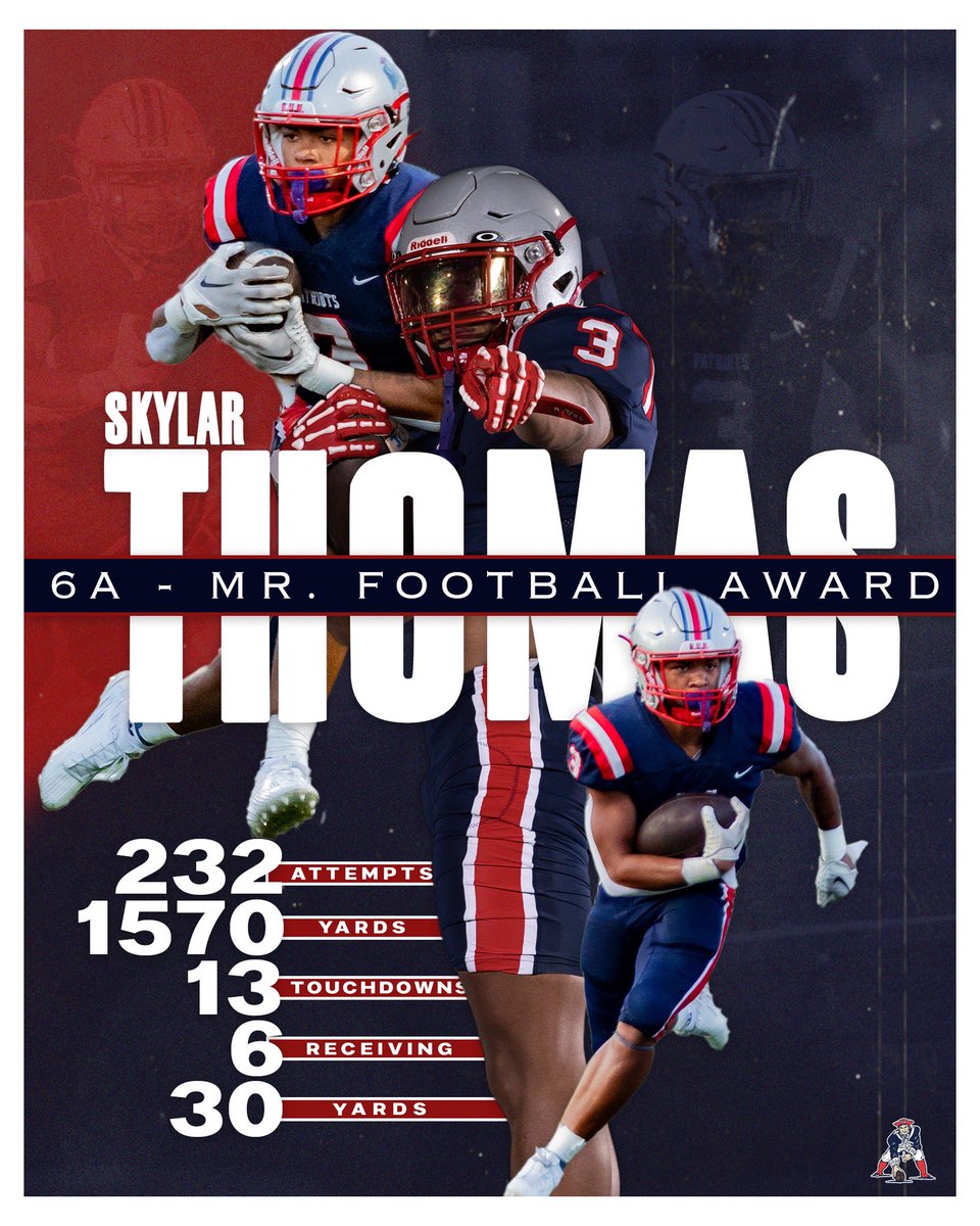 Jeff County Football (@jeffcountyfb) on Twitter photo Please consider nominating skylar thomas for 6A Mr. Football. #GoPatriots Please consider nominating skylar thomas for 6A Mr. Football. #GoPatriots