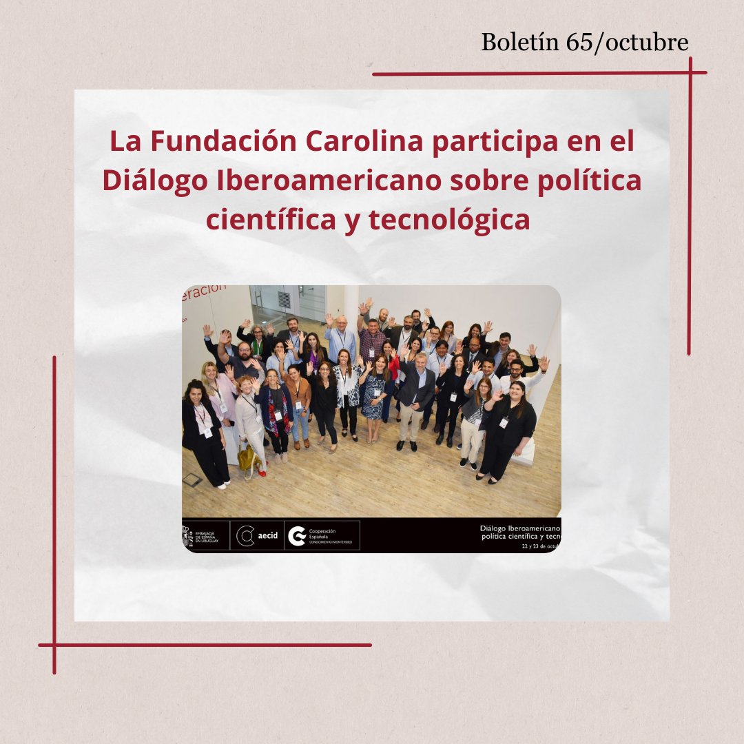 Red_Carolina's tweet photo. 📣 La Fundación Carolina participa en el Diálogo Iberoamericano sobre política científica y tecnológica

🗣️ @acmilamaldonado, participa en este primer encuentro organizado por la Oficina de la Cooperación Española para el Cono Sur @AECID_es  

👉 https://t.co/InSTeKYwvI https://t.co/FyBPSLUrhC