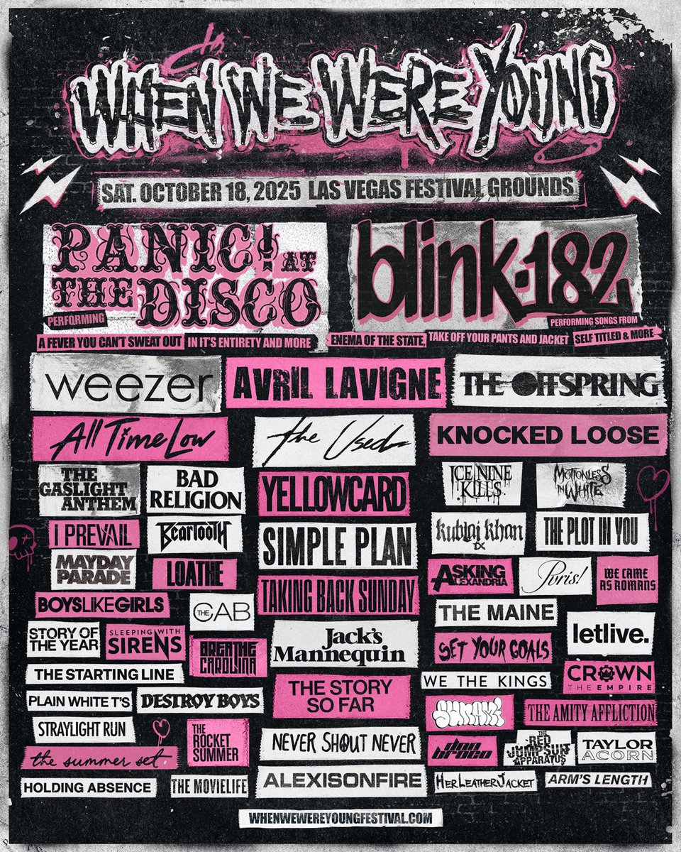 WE’RE COMING BACK VEGAS! <a href="/WWWYFest/">When We Were Young</a> 2025 🖤🥀

Sign up for the presale that starts Friday, November 1st at 10am PT. More info at whenwewereyoungfestival.com
