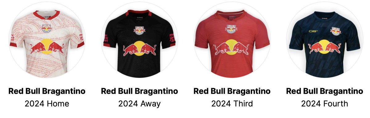 orteipg's tweet photo. @palminof75 @ToroGoal Queste sono le maglie di alcune squadre RedBull di quest'anno. Direi che se fosse rossa la prima maglia sarebbe ancora più un'eccezione. Detto ciò stiamo parlando del nulla, perché al momento navighiamo ancora sulla barca di Cairo ahimè. https://t.co/F8sdDQlWNz