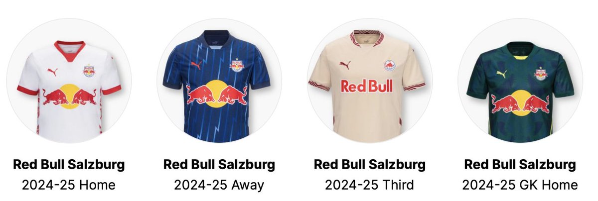 orteipg's tweet photo. @palminof75 @ToroGoal Queste sono le maglie di alcune squadre RedBull di quest'anno. Direi che se fosse rossa la prima maglia sarebbe ancora più un'eccezione. Detto ciò stiamo parlando del nulla, perché al momento navighiamo ancora sulla barca di Cairo ahimè. https://t.co/F8sdDQlWNz