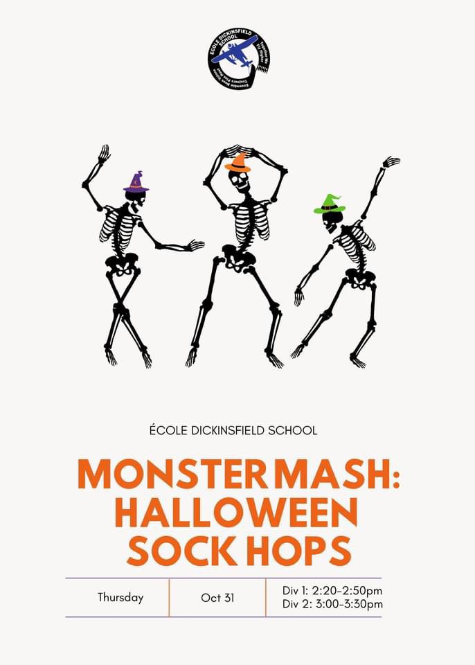 Frightful fun awaits!! Reminder that this Thursday we will be hosting our annual "Frightful Fashion Fest" aka Costume Parade and our "Monster Mash" Halloween Sock Hops! 🎃🪩