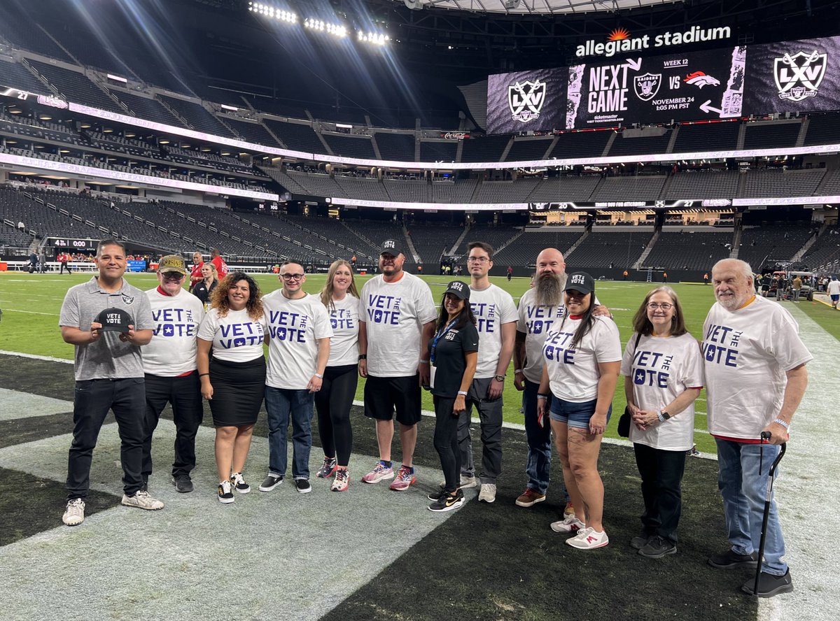 CiscoAguilar's tweet photo. Thank you to the @Raiders and @NFL for inviting Vet the Vote and Nevada's veteran poll workers to the Raiders vs. Chiefs game at Allegiant Stadium this weekend!!
 
It's great to see our election workers get some of the recognition they deserve for keeping our democracy running! https://t.co/Ia9fEUFXg8